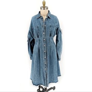 NEW Nichole Lynel Denim Jean Shirtdress Blue L streetwear utility hip hop 80s